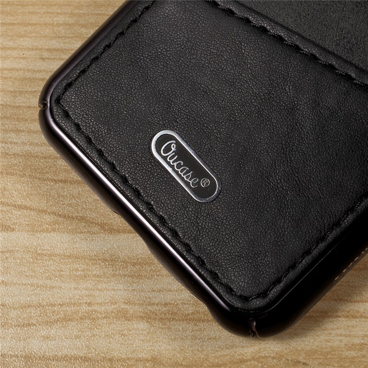OUCASE for iPhone 6s Plus / 6 Plus Leather Coated Hard PC Mobile Phone Case with Card Holder - Black-6
