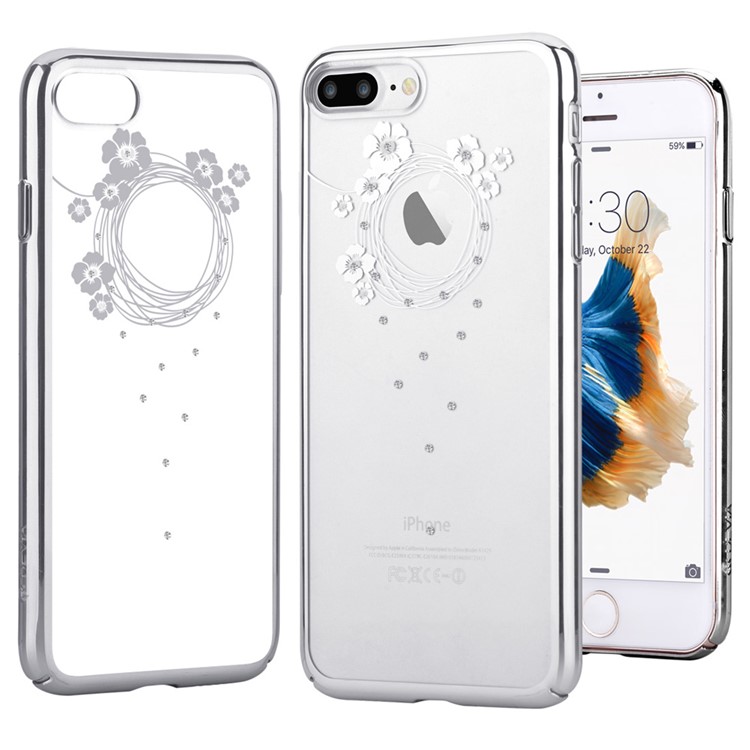 DEVIA for iPhone 7 Plus Authorized Swarovski Crystal Garland Plating Hard Case - Silver-1