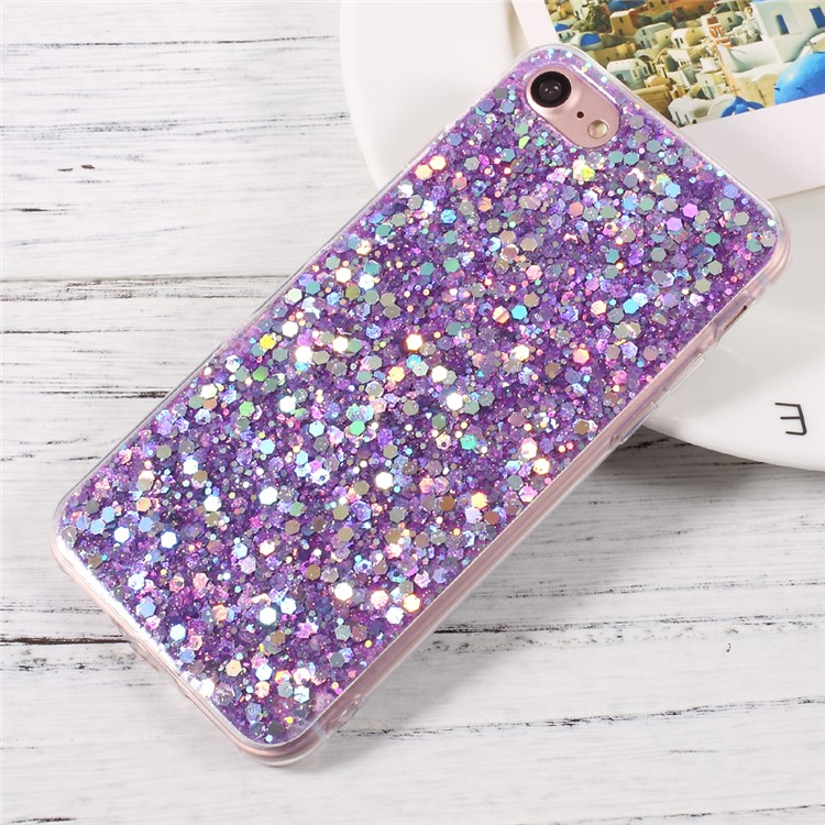 Glittering Sequins TPU Flexible Phone Case for iPhone 7 4.7 inch - Purple-1