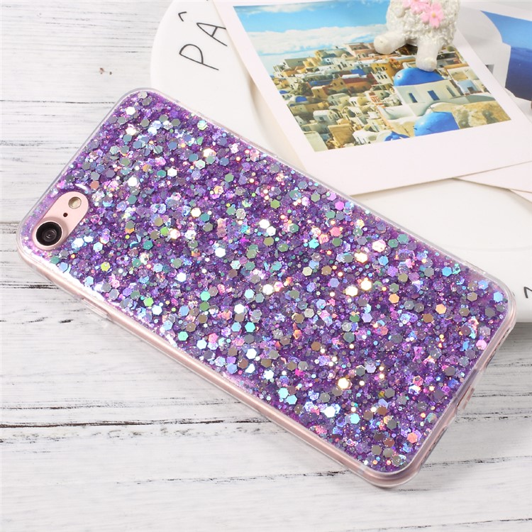 Glittering Sequins TPU Flexible Phone Case for iPhone 7 4.7 inch - Purple-3