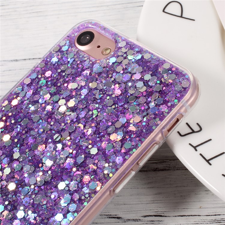Glittering Sequins TPU Flexible Phone Case for iPhone 7 4.7 inch - Purple-4