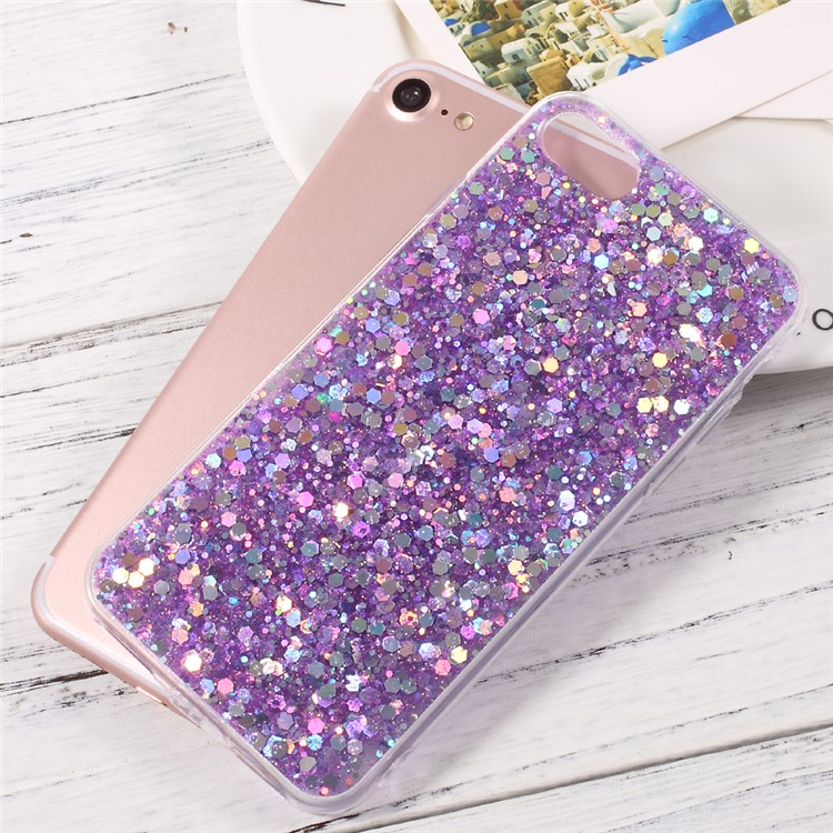 Glittering Sequins TPU Flexible Phone Case for iPhone 7 4.7 inch - Purple-6