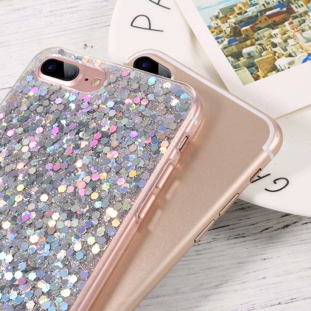 Bling Sequins TPU Mobile Phone Case for iPhone 7 Plus 5.5 inch - Silver-7