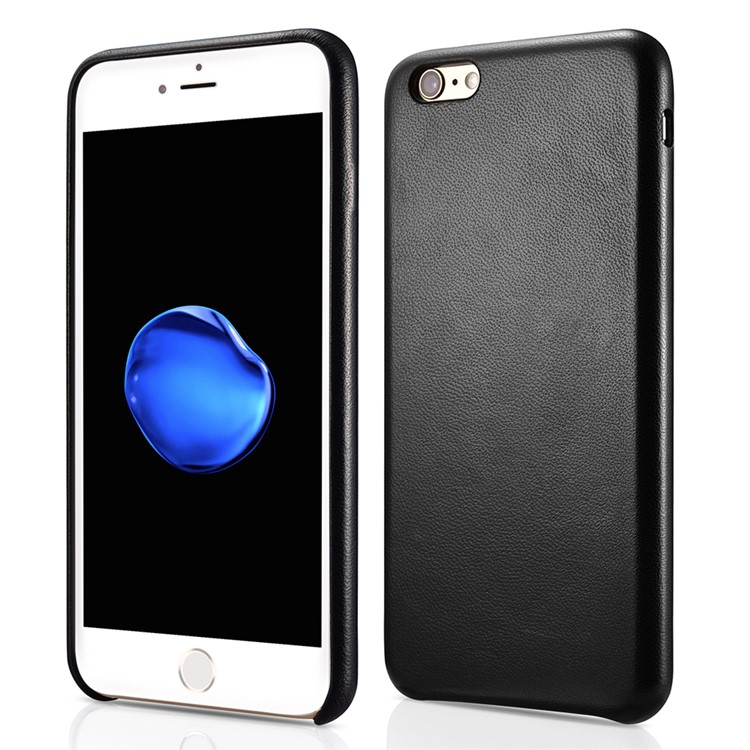 XOOMZ Sheepskin Genuine Leather Skin Hard PC Case for iPhone 6s 6 - Black-1