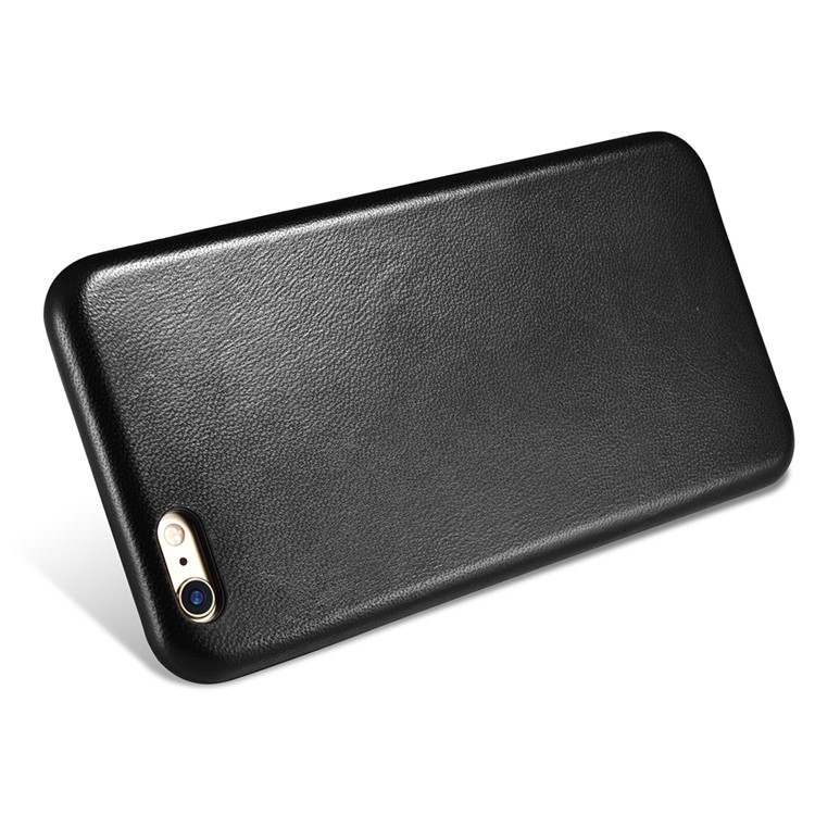 XOOMZ Sheepskin Genuine Leather Skin Hard PC Case for iPhone 6s 6 - Black-2