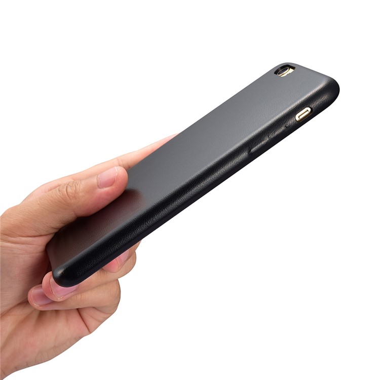 XOOMZ Sheepskin Genuine Leather Skin Hard PC Case for iPhone 6s 6 - Black-3