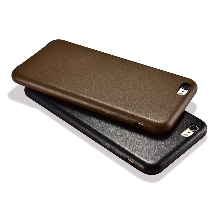 XOOMZ Sheepskin Genuine Leather Skin Hard PC Case for iPhone 6s 6 - Black-4