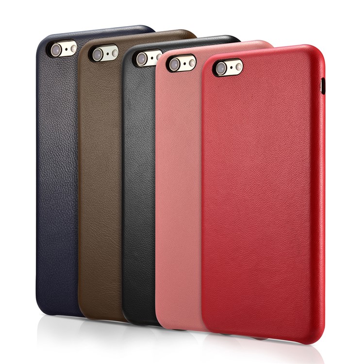 XOOMZ Sheepskin Genuine Leather Skin Hard PC Case for iPhone 6s 6 - Black-5