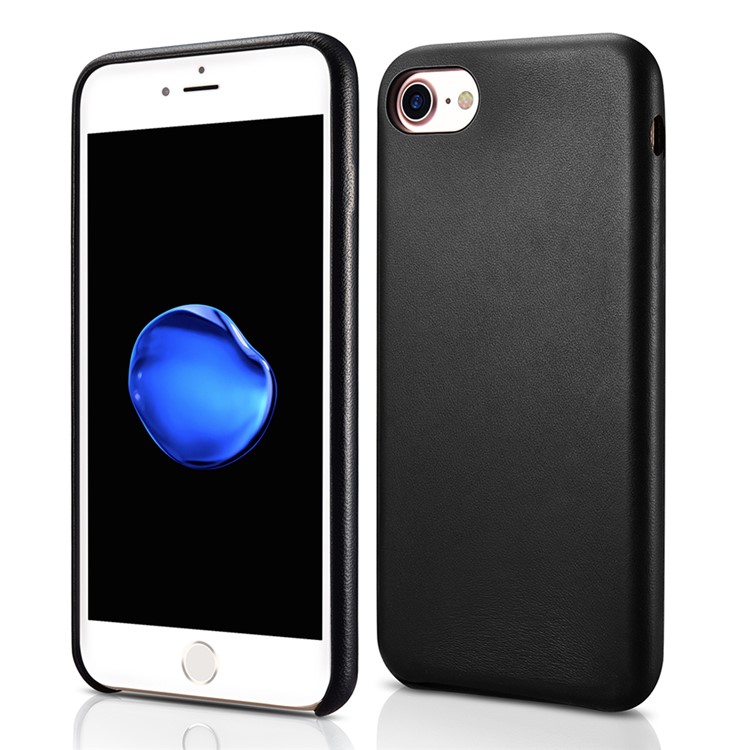 XOOMZ Sheepskin Genuine Leather Coated Hard PC Case for iPhone 7 4.7 Inch - Black-1