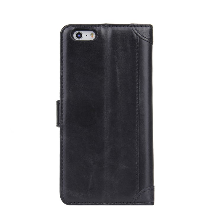 Genuine Leather Wallet Phone Case for iPhone 6s 6 - Black-2