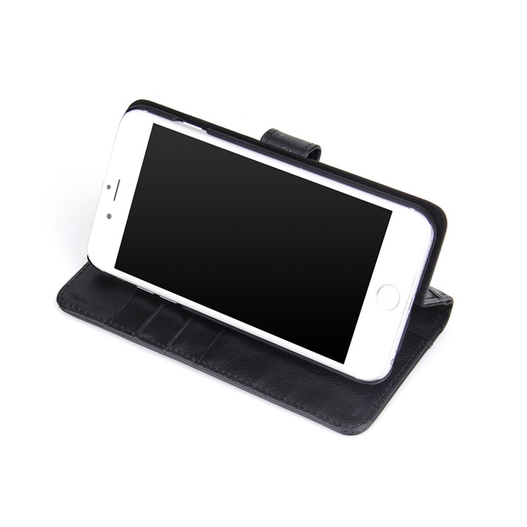 Genuine Leather Wallet Phone Case for iPhone 6s 6 - Black-3