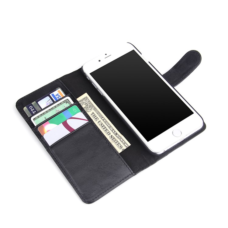 Genuine Leather Wallet Phone Case for iPhone 6s 6 - Black-5