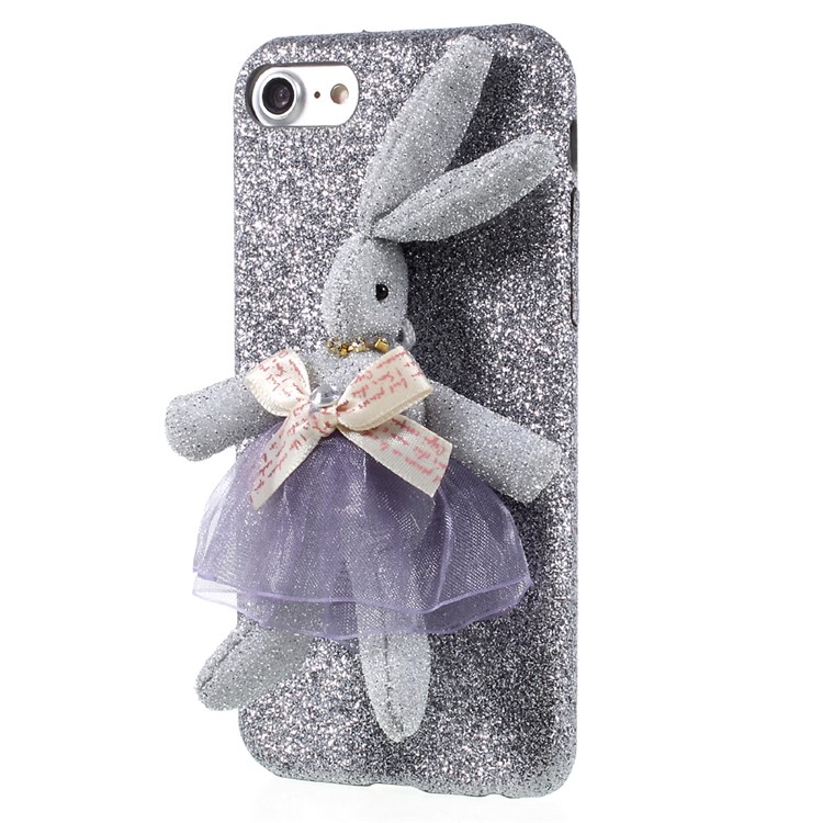 3D Rabbit Decor Glittering Flash Power Covered PC Phone Case for iPhone 7 4.7 - Purple-2