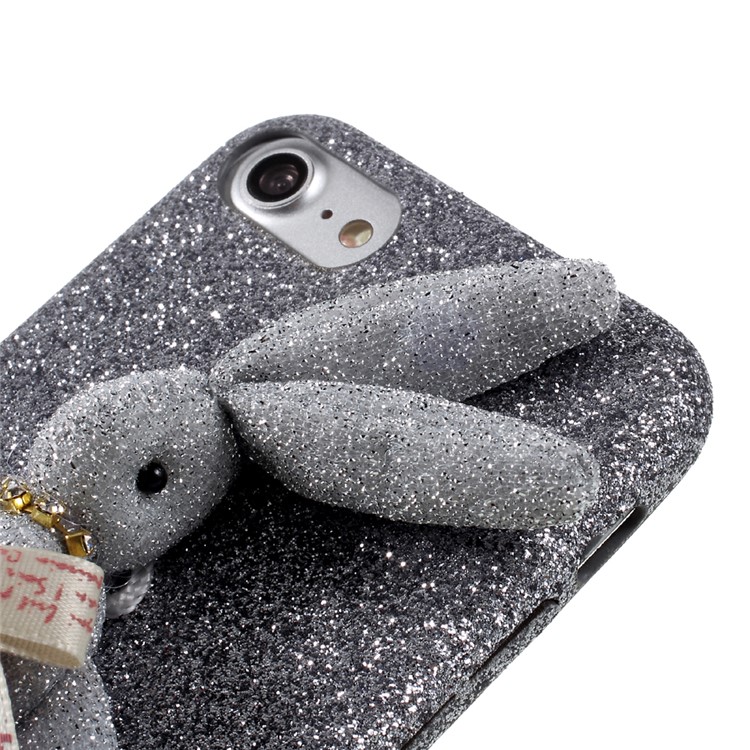 3D Rabbit Decor Glittering Flash Power Covered PC Phone Case for iPhone 7 4.7 - Purple-4