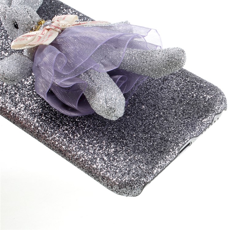 3D Rabbit Decor Glittering Flash Power Covered PC Phone Case for iPhone 7 4.7 - Purple-5