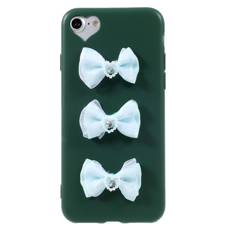 3D Cloth Bow Knots Decorated TPU Phone Shell for iPhone 7 4.7 inch - Green-2