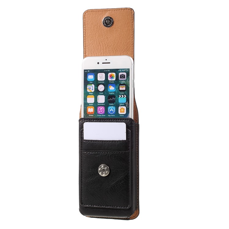 Elephant Texture Vertical Leather Holster Case with 2 Card Slots for iPhone 7, Inner Size: 14.5x7x1cm - Black-6