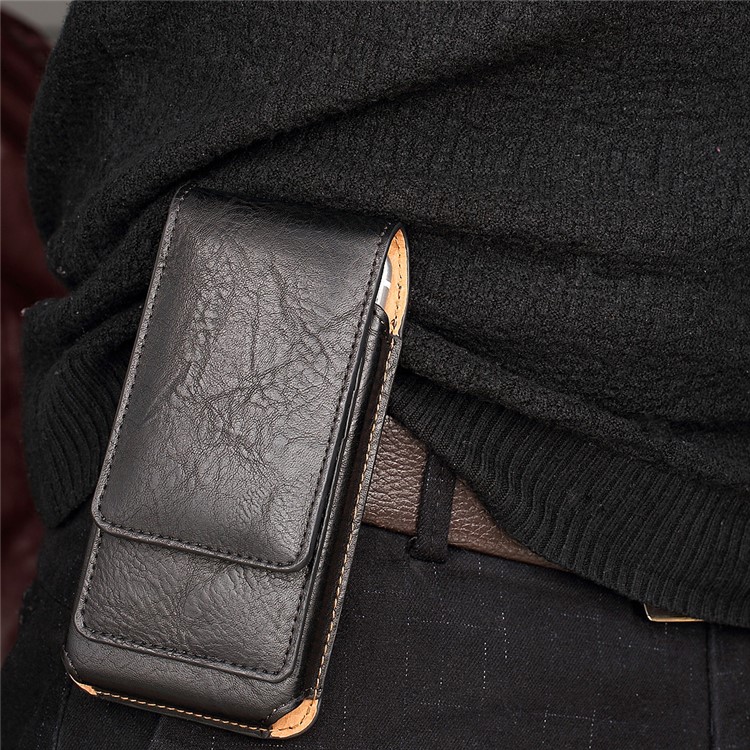Elephant Texture Vertical Leather Holster Case with 2 Card Slots for iPhone 7, Inner Size: 14.5x7x1cm - Black-8