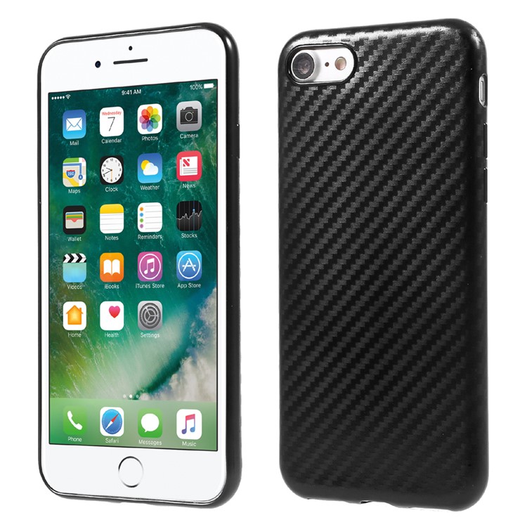 

SULADA Carbon Fiber TPU Electroplating Phone Case for iPhone 8 / iPhone 7 4.7 inch - Black, iPhone 8