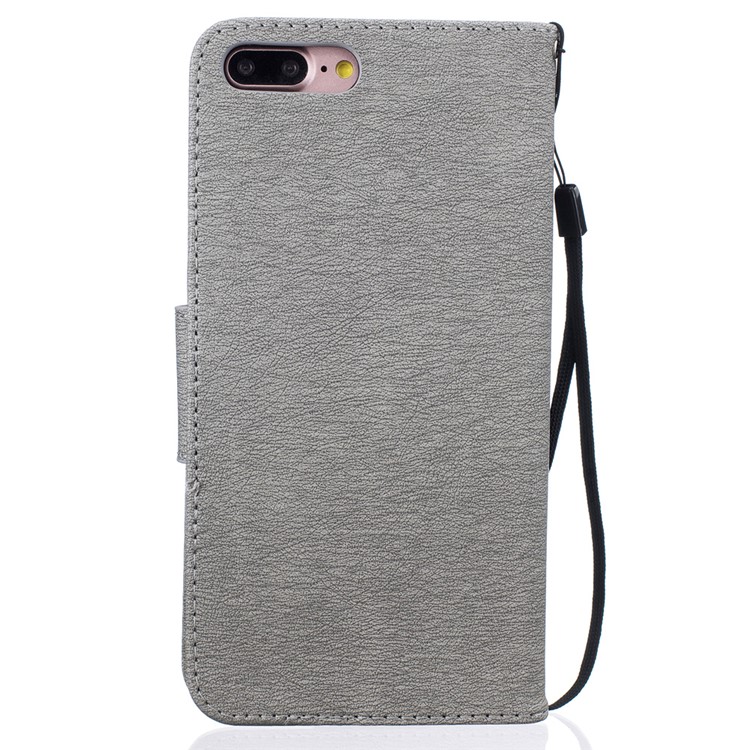 Imprint Bear Pattern Leather Wallet Case for iPhone 7 Plus - Grey-3