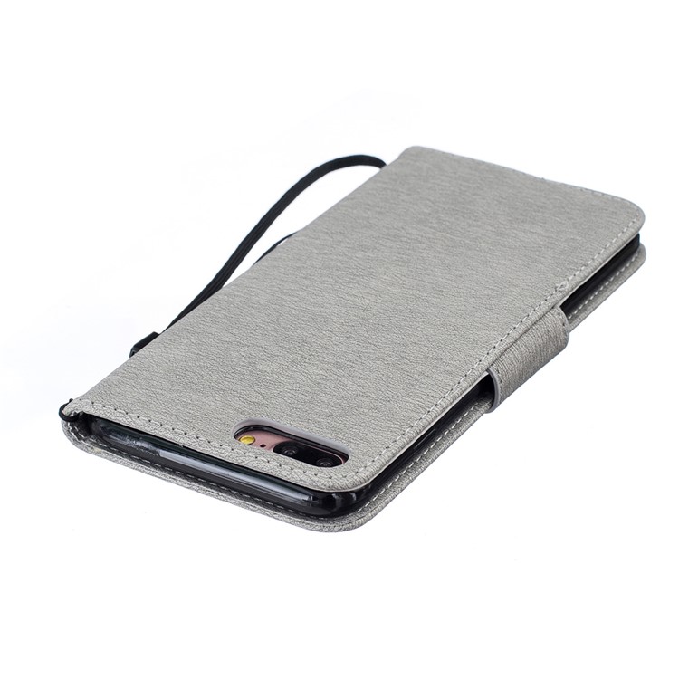 Imprint Bear Pattern Leather Wallet Case for iPhone 7 Plus - Grey-6