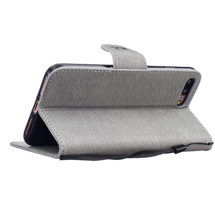 Imprint Bear Pattern Leather Wallet Case for iPhone 7 Plus - Grey-7