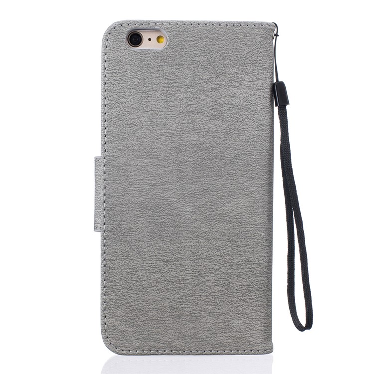 Imprint Bear Pattern Wallet Leather Folio Case for iPhone 6s Plus / 6 Plus - Grey-3