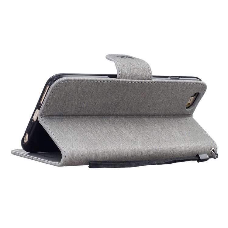 Imprint Bear Pattern Wallet Leather Folio Case for iPhone 6s Plus / 6 Plus - Grey-4