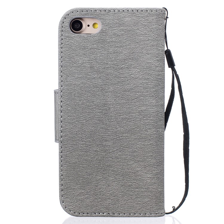 Imprint Bear Pattern Leather Wallet Case for iPhone 7 - Grey-3