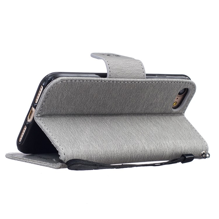 Imprint Bear Pattern Leather Wallet Case for iPhone 7 - Grey-4