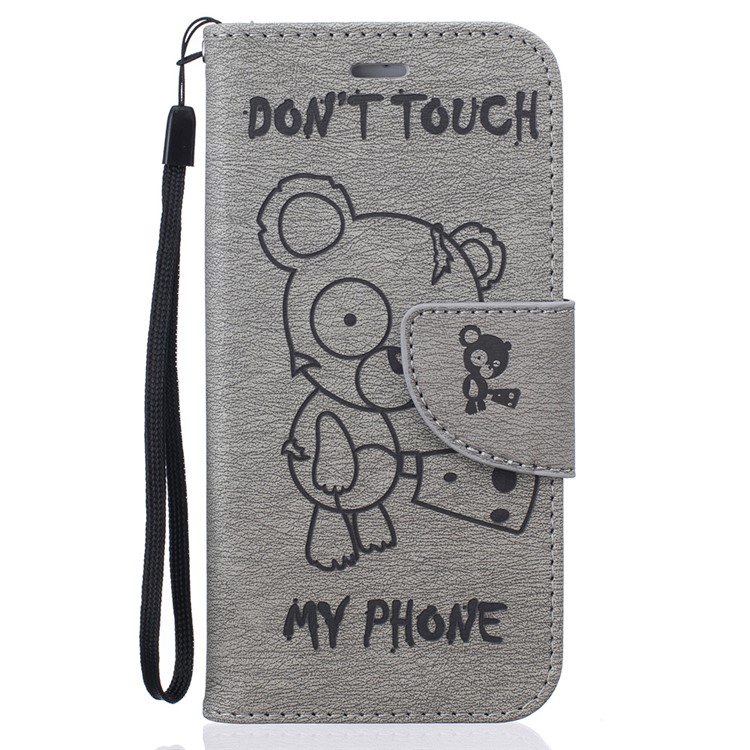 Imprint Bear Pattern Leather Wallet Case for iPhone 6s 6 - Grey-2