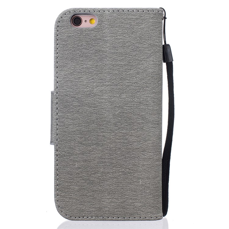 Imprint Bear Pattern Leather Wallet Case for iPhone 6s 6 - Grey-3