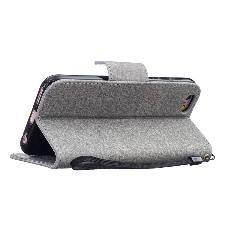 Imprint Bear Pattern Leather Wallet Case for iPhone 6s 6 - Grey-4