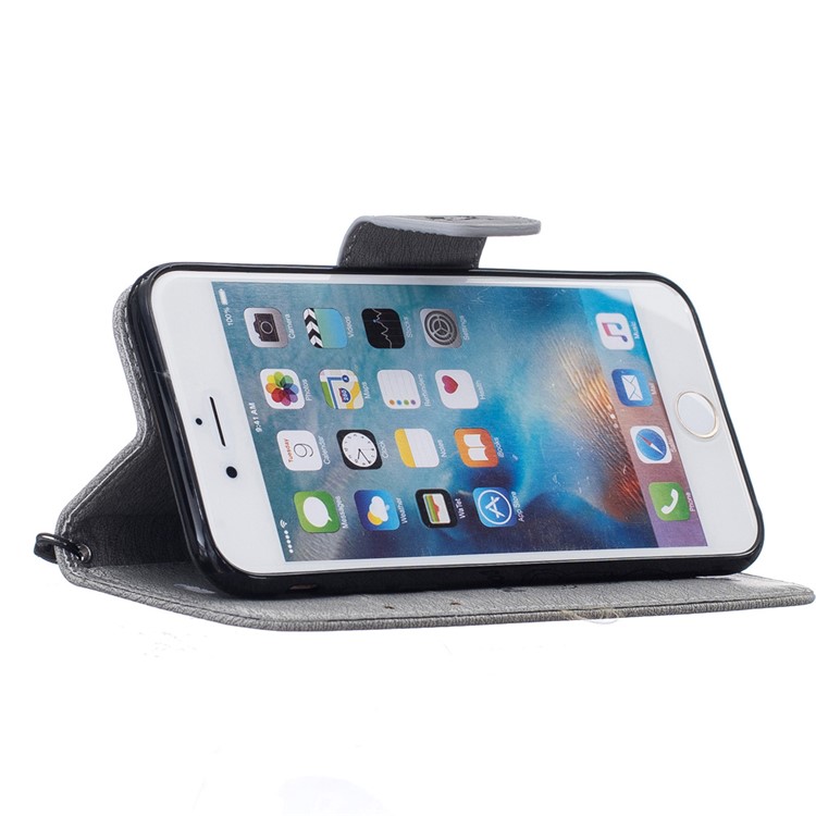 Imprint Bear Pattern Leather Wallet Case for iPhone 6s 6 - Grey-5