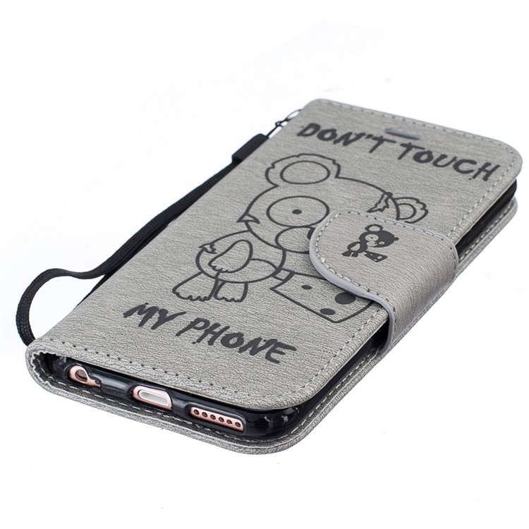 Imprint Bear Pattern Leather Wallet Case for iPhone 6s 6 - Grey-7