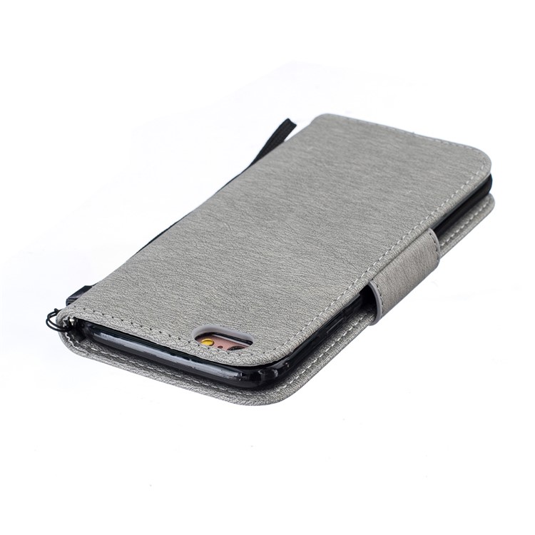 Imprint Bear Pattern Leather Wallet Case for iPhone 6s 6 - Grey-8