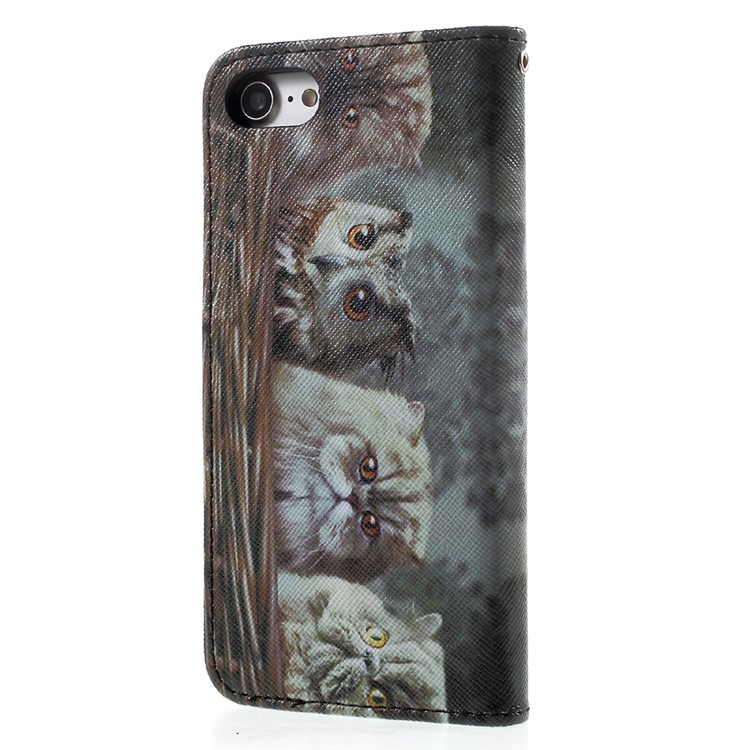 Pattern Printing Wallet Leather Stand Case for iPhone 7 - Cat Pattern-3