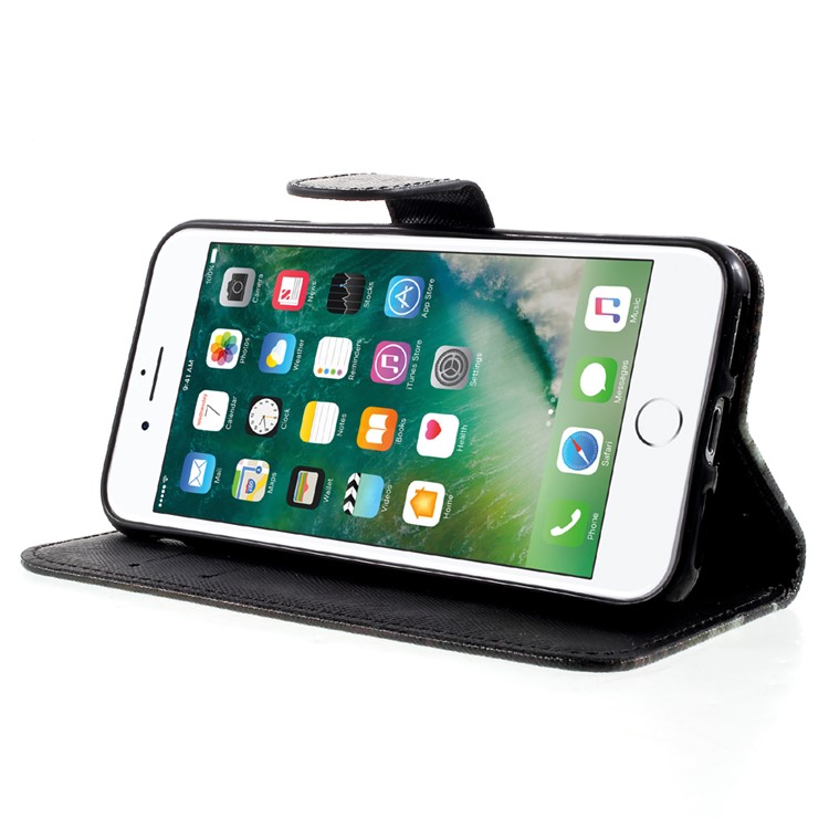 Pattern Printing Wallet Leather Stand Case for iPhone 7 - Cat Pattern-4