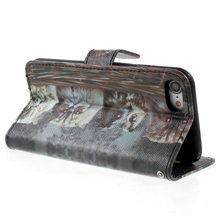 Pattern Printing Wallet Leather Stand Case for iPhone 7 - Cat Pattern-5