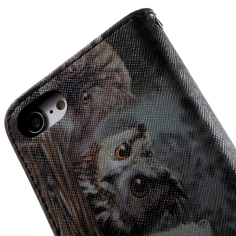 Pattern Printing Wallet Leather Stand Case for iPhone 7 - Cat Pattern-8