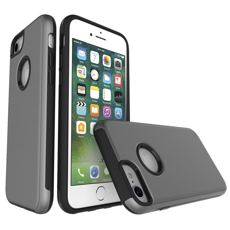 

2-in-1 Brushed PC + TPU Shockproof Mobile Cover for iPhone 8/7 4.7 - Grey, iPhone 8