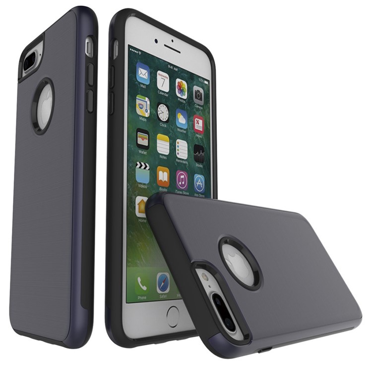 

2-in-1 Brushed PC + TPU Hybrid Protection Case for iPhone 8 Plus / 7 Plus 5.5 inch - Dark Blue