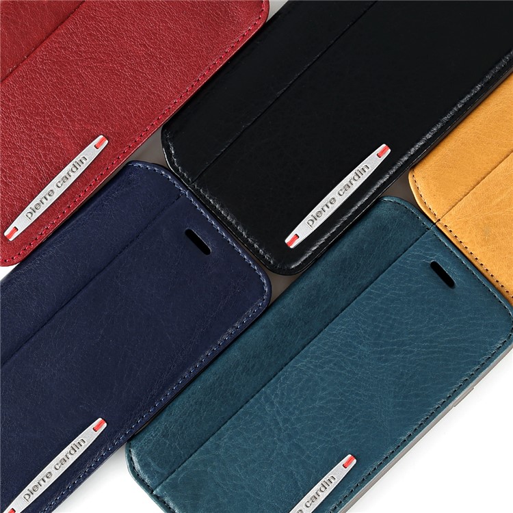 PIERRE CARDIN Litchi textura genuina de cuero tarjeta ranura móvil caso para el iPhone 8 / 7 4.7 inch - rojo-9