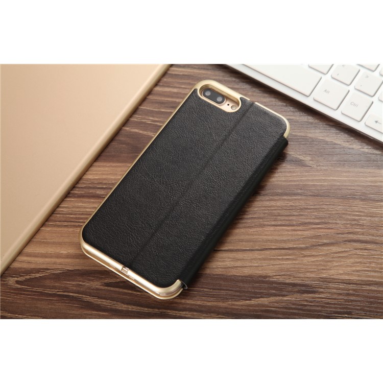 CMAI2 Slot para cartão de couro Stand Case para iPhone 7 Plus - Preto-2