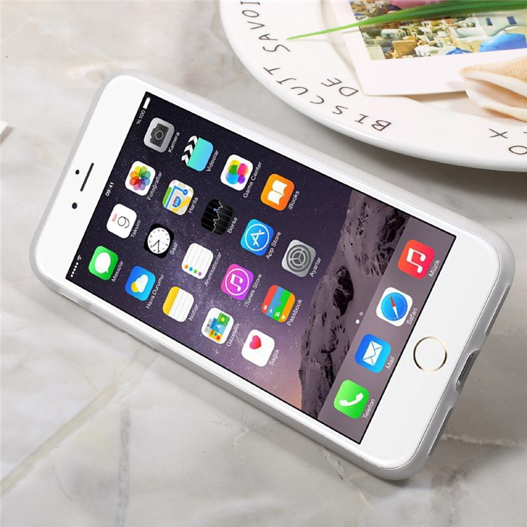 For iPhone 7 4.7 Marble Pattern IMD TPU Case with Mobile Ring Holder Kickstand - Black-4