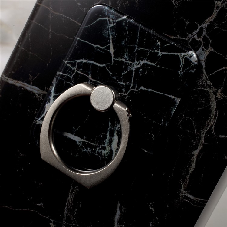 For iPhone 7 Plus Marble Pattern IMD TPU Mobile Case with Ring Holder Kickstand - Black-7