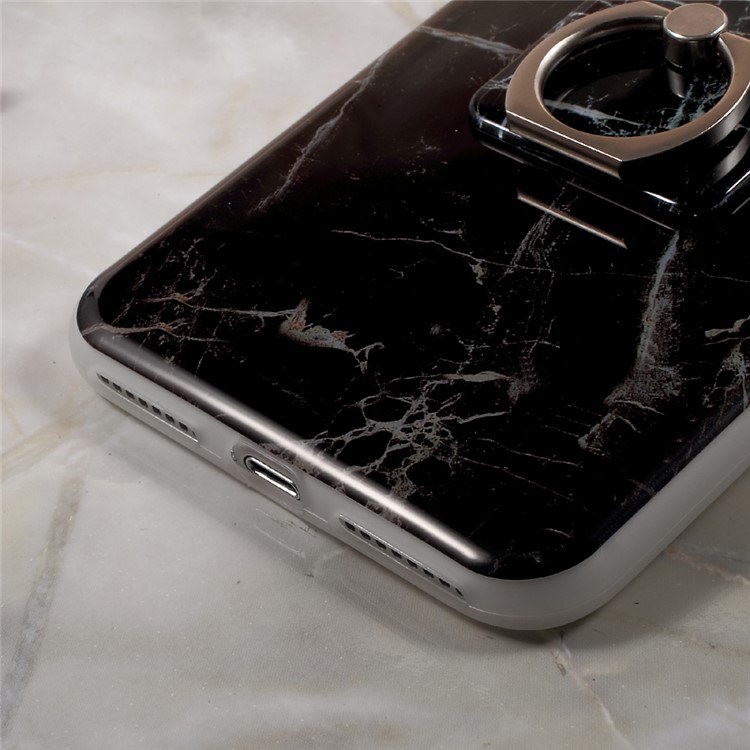For iPhone 7 Plus Marble Pattern IMD TPU Mobile Case with Ring Holder Kickstand - Black-9