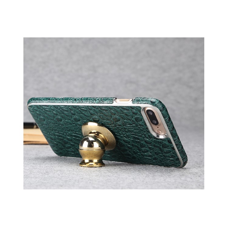 FIERRE SHANN Crocodile Grain Top-layer Cowhide Genuine Leather Coated PC Plated Case for iPhone 7 Plus - Black-11
