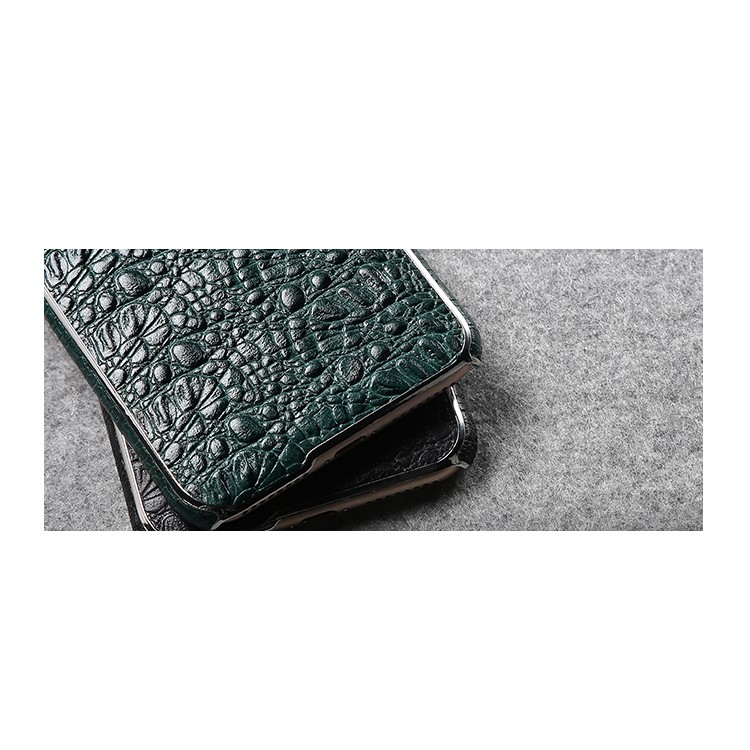 FIERRE SHANN Crocodile Grain Top-layer Cowhide Genuine Leather Coated PC Plated Case for iPhone 7 Plus - Black-17