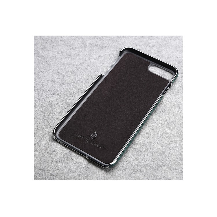 FIERRE SHANN Crocodile Grain Top-layer Cowhide Genuine Leather Coated PC Plated Case for iPhone 7 Plus - Black-2
